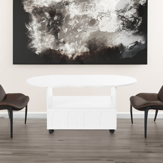 Cream Coffee Table with Storage Drawers – White