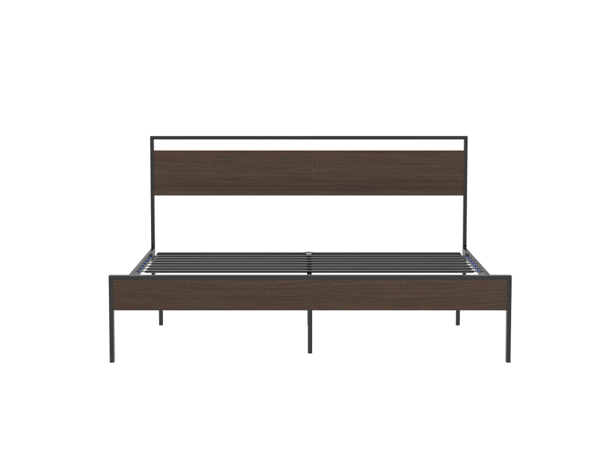 Ceres King Metal Bed with Walnut Headboard