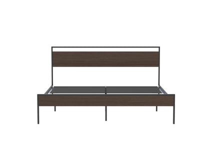 Ceres King Metal Bed with Walnut Headboard