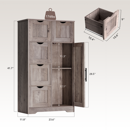 Tall Bathroom Cabinet – Grey Wood