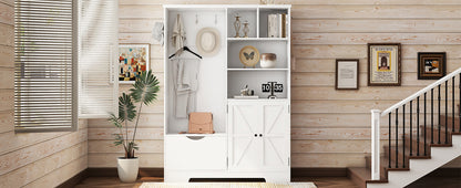 Hall Tree Storage Cabinet White
