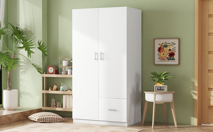Double Wardrobe with Hanging Rod and Shelves White