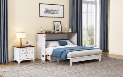 Pine Murphy Bed Queen White Walnut