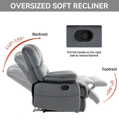 Large Manual Fabric Recliner – Gray