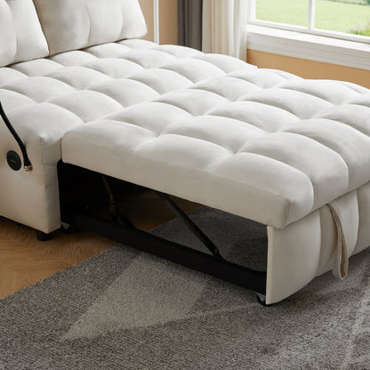 Velvet Sofa Bed with Storage – Beige