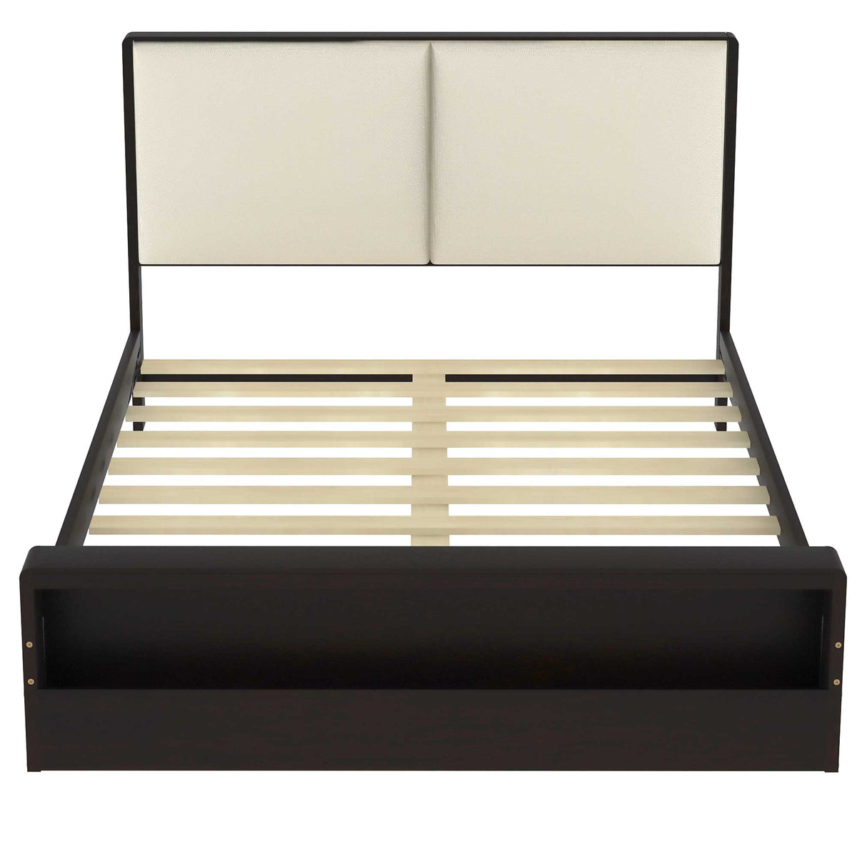 Queen Platform Bed with LED Headboard Espresso