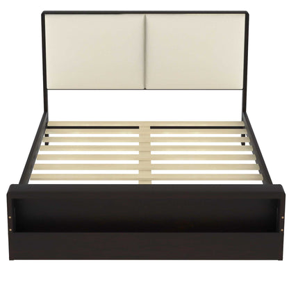 Queen Platform Bed with LED Headboard Espresso