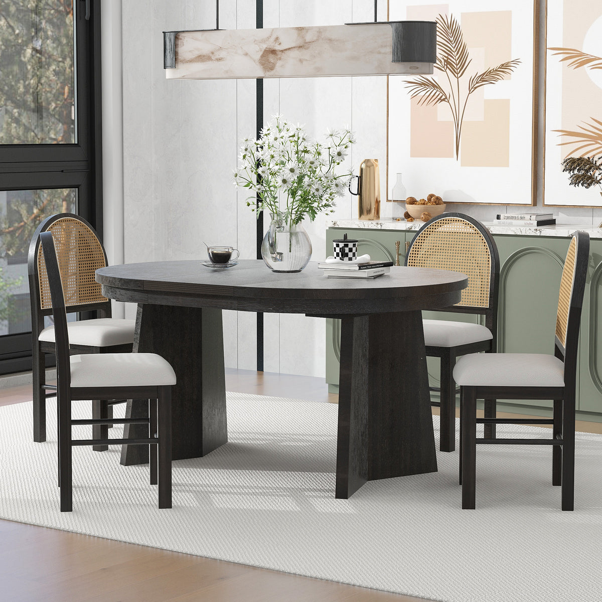 Retro Dining Set (5 pcs) – Espresso Finish