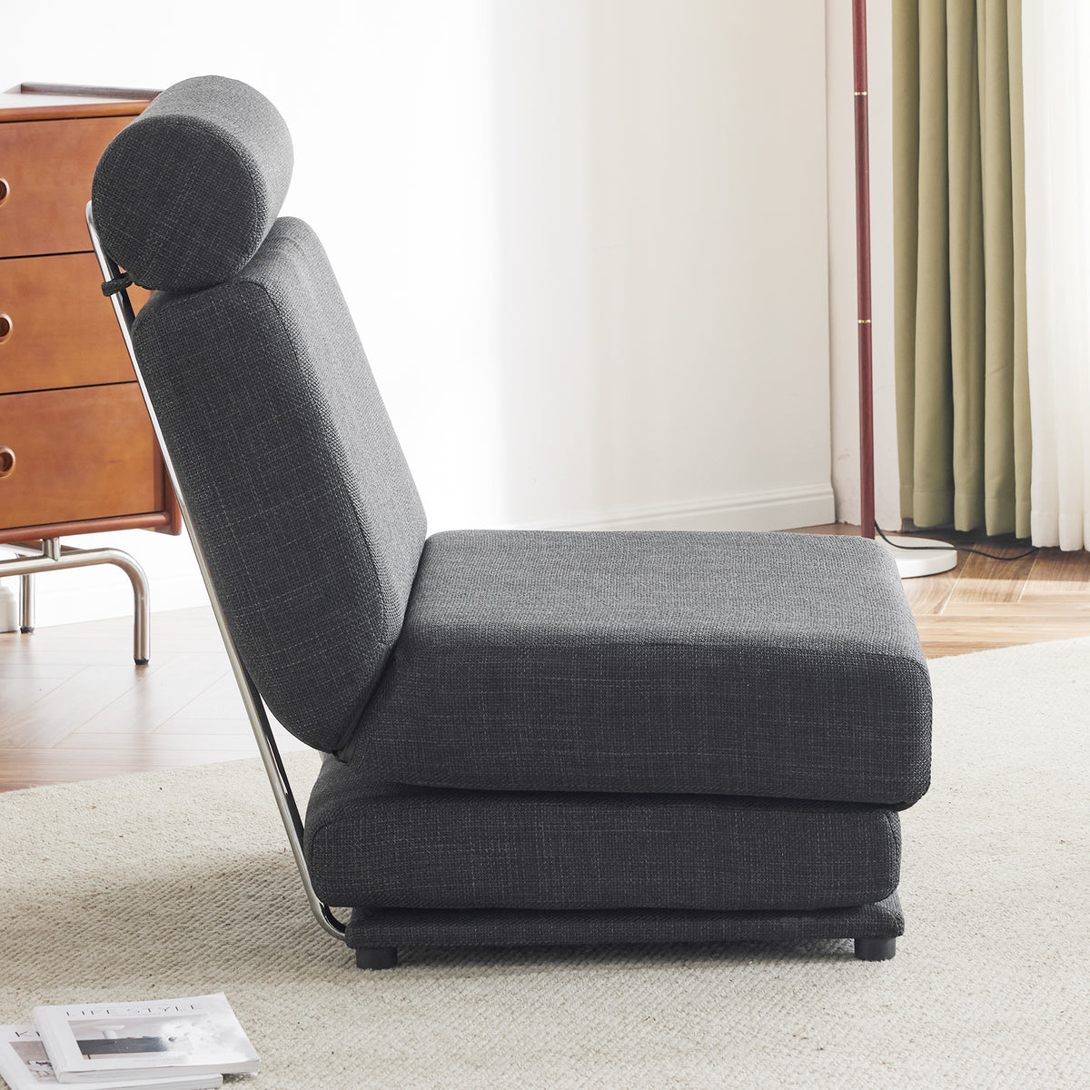 Single Sofa Bed Foldable Gray