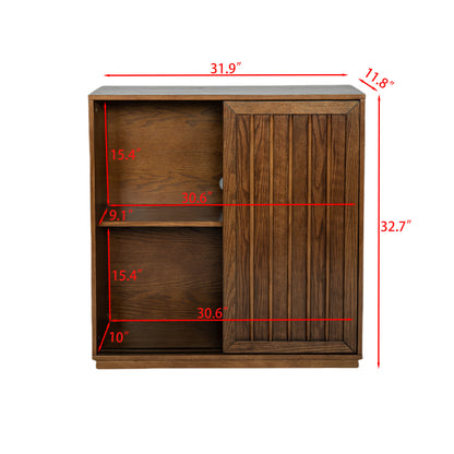 Medieval Sideboard with Sliding Doors and Wood Trim