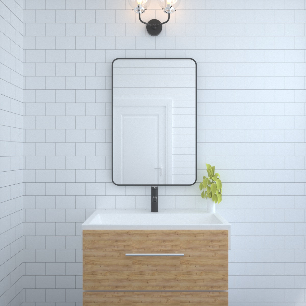 Aluminum Bathroom Mirror Matte Black