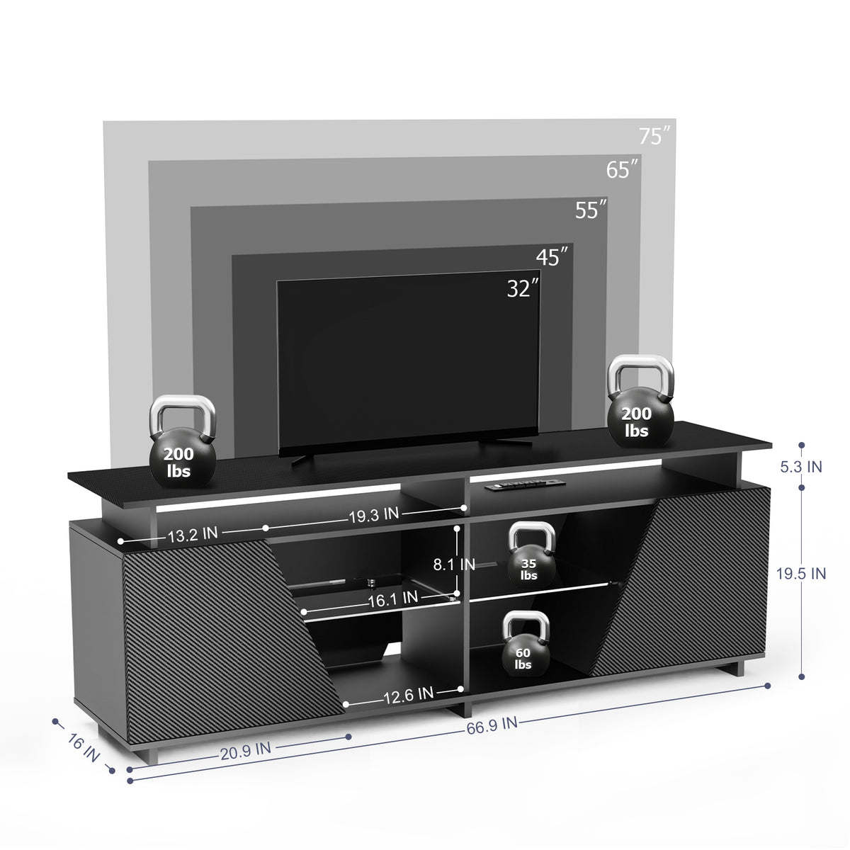 LED Gaming TV Stand with Storage
