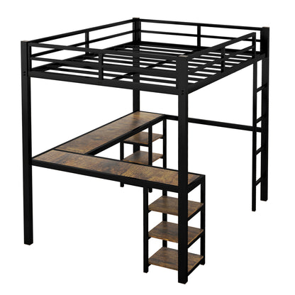 Metal Loft Bed Black