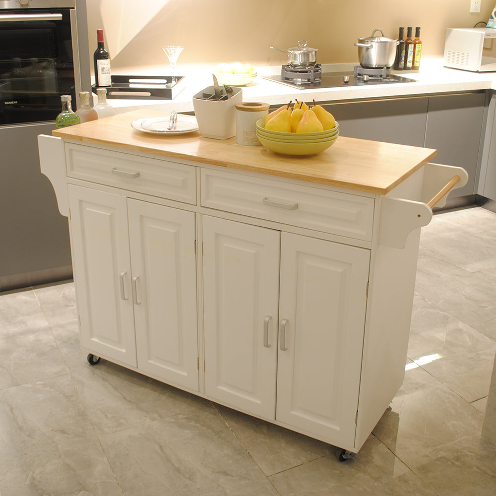 Kitchen Cart with Wood Countertop