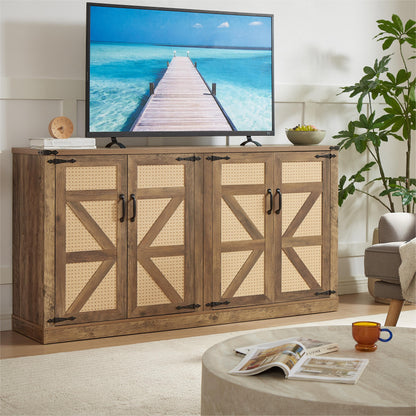 Rustic Oak 4-Door Sideboard