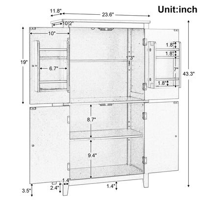 White Bathroom Floor Cabinet Adjustable Shelf
