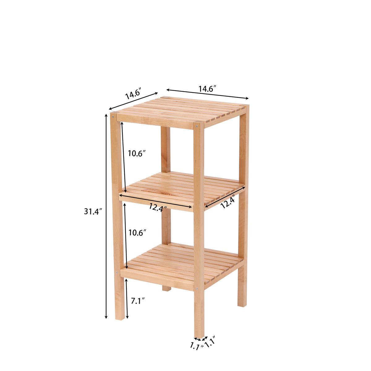 3-Tier Birch Bathroom Shelf with Storage Racks