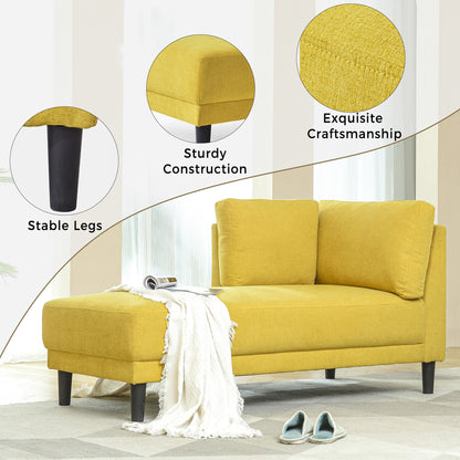 Mid-Century Fabric Chaise Lounge Beige