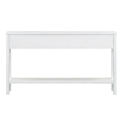 Rustic Entryway Console Table with Drawers Antique White