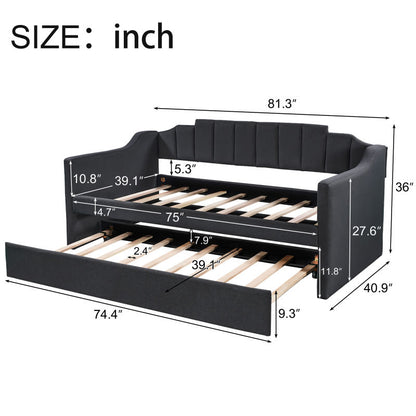 Twin Upholstered Daybed with Trundle – Black