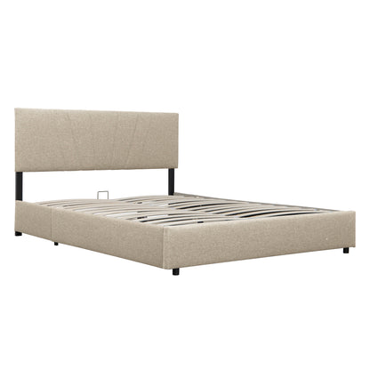 Full Storage Platform Bed Beige