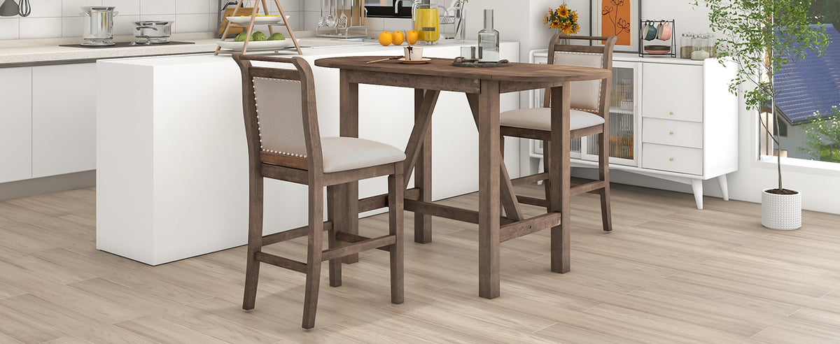 3-Piece Counter Dining Set Brown
