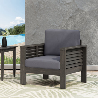 Outdoor Acacia Club Chairs (2 pcs) – Dark Gray