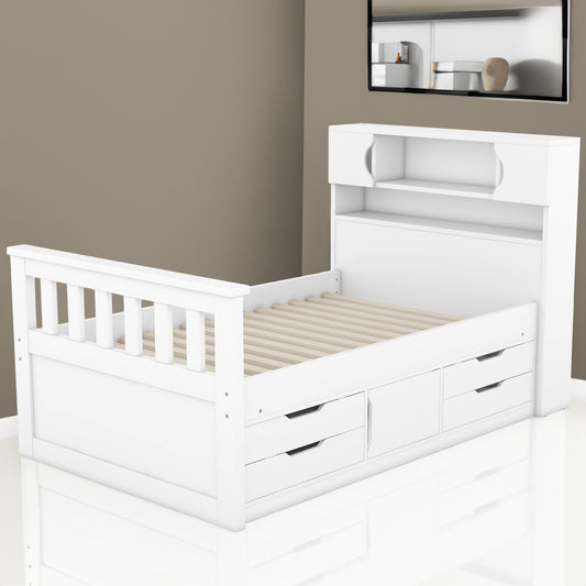 Twin Captain Platform Bed White
