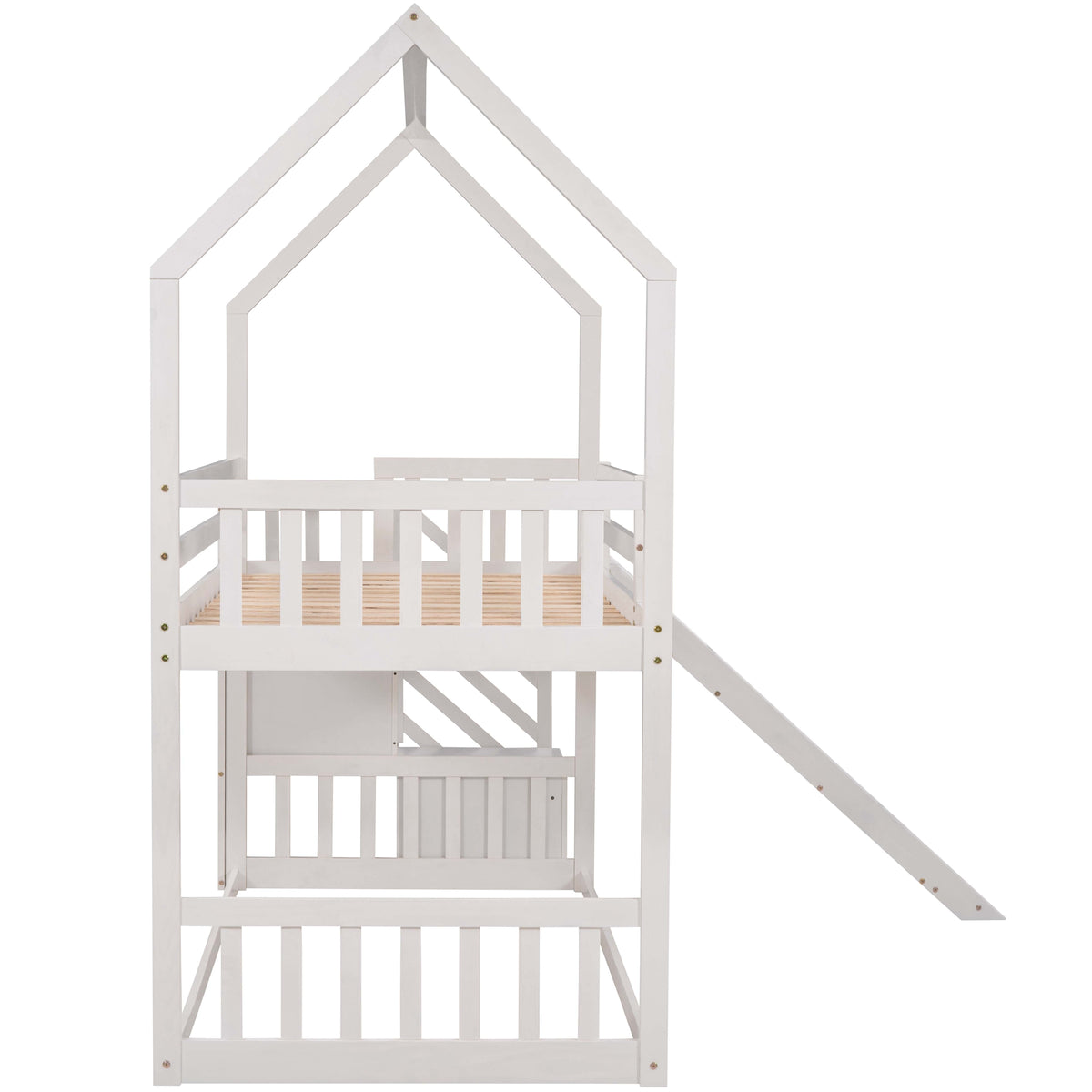Twin House Bunk Bed White