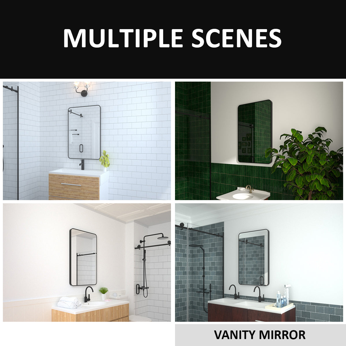 Aluminum Bathroom Mirror Matte Black