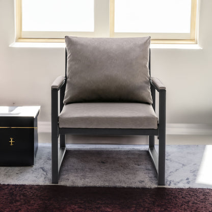 Faux Leather Accent Chair – Charcoal Gray