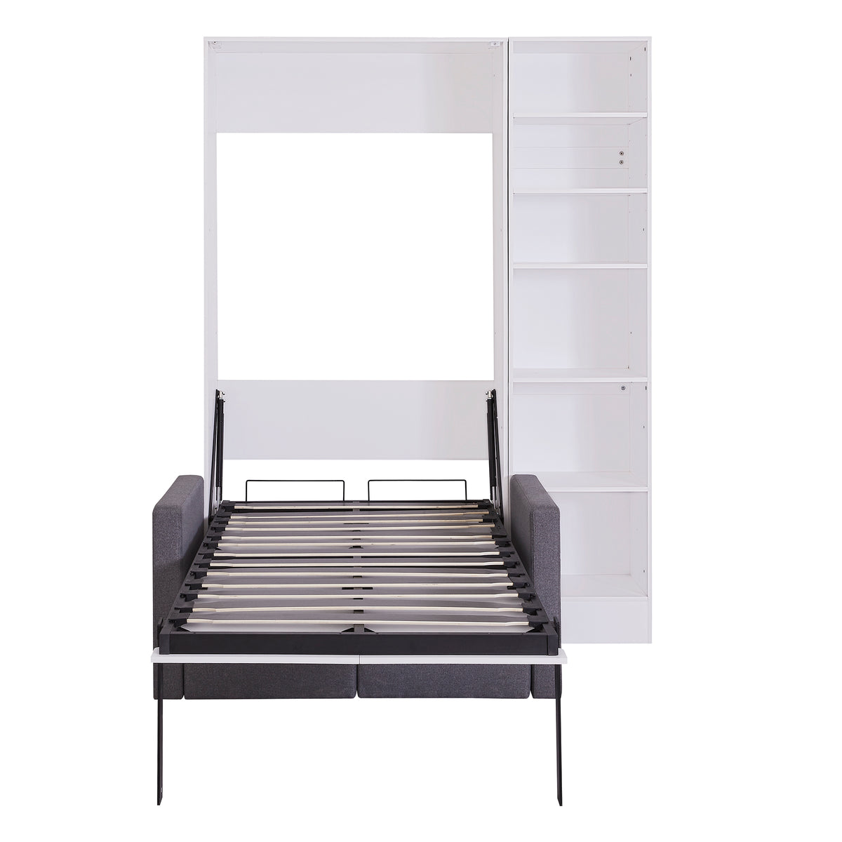 Murphy Bed with Sofa and Shelves White