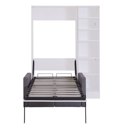 Murphy Bed with Sofa and Shelves White