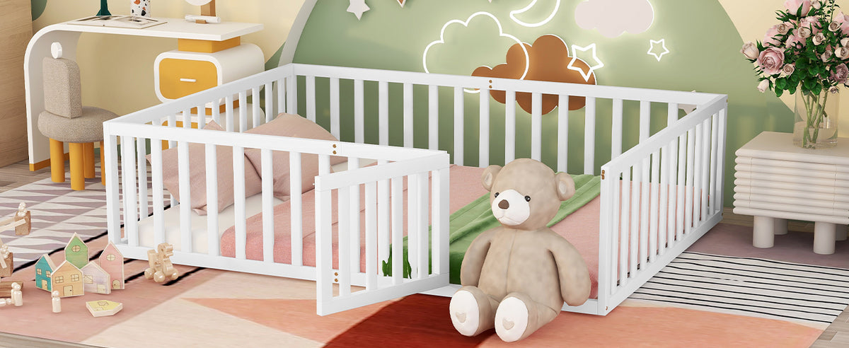 Queen Floor Bed White