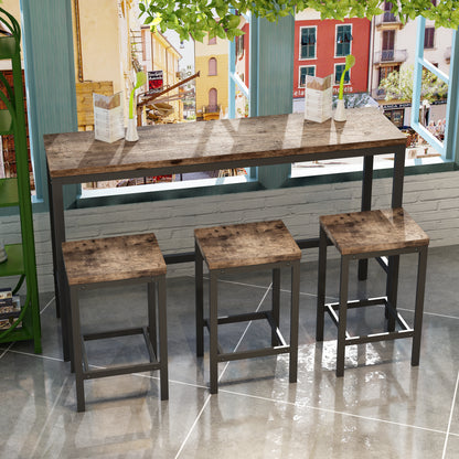 Modern Pub Dining Table with 3 Stools Natural Finish