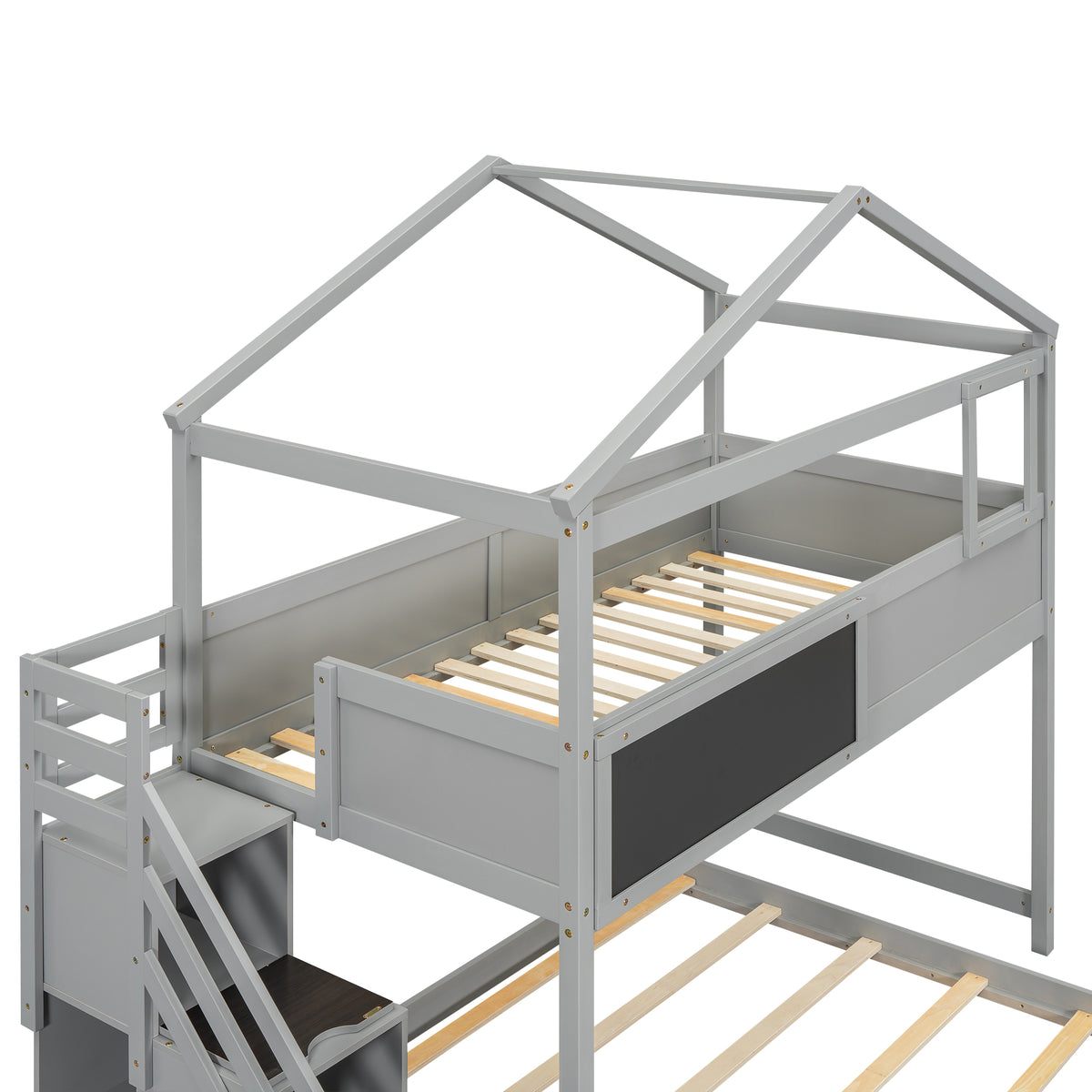 Twin-Full Storage Bunk Bed – Gray