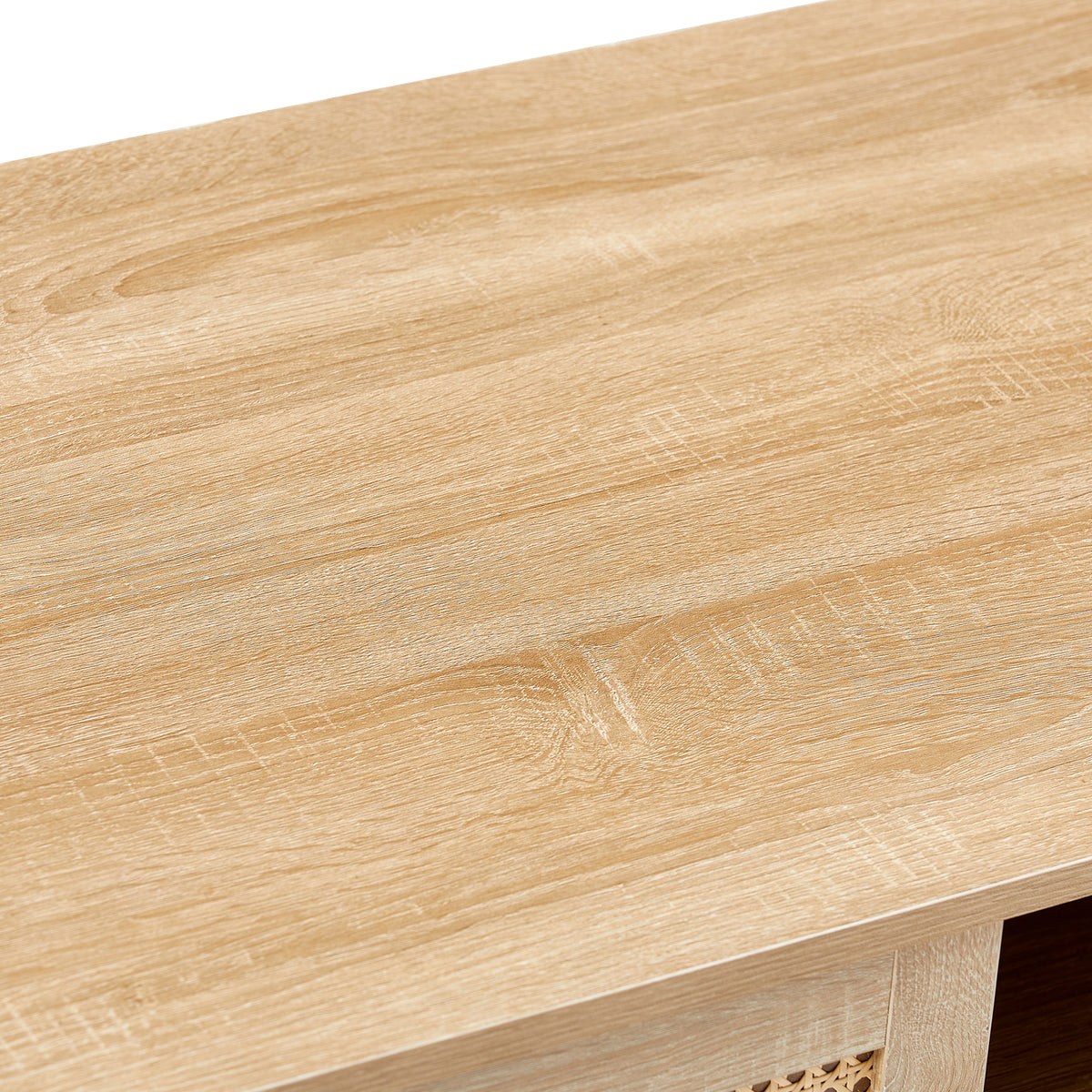 Rattan Coffee Table with Sliding Door Storage