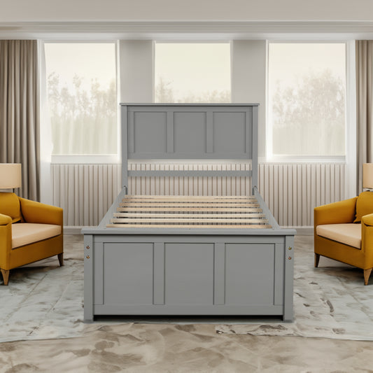 Twin Platform Bed with Trundle – Grey