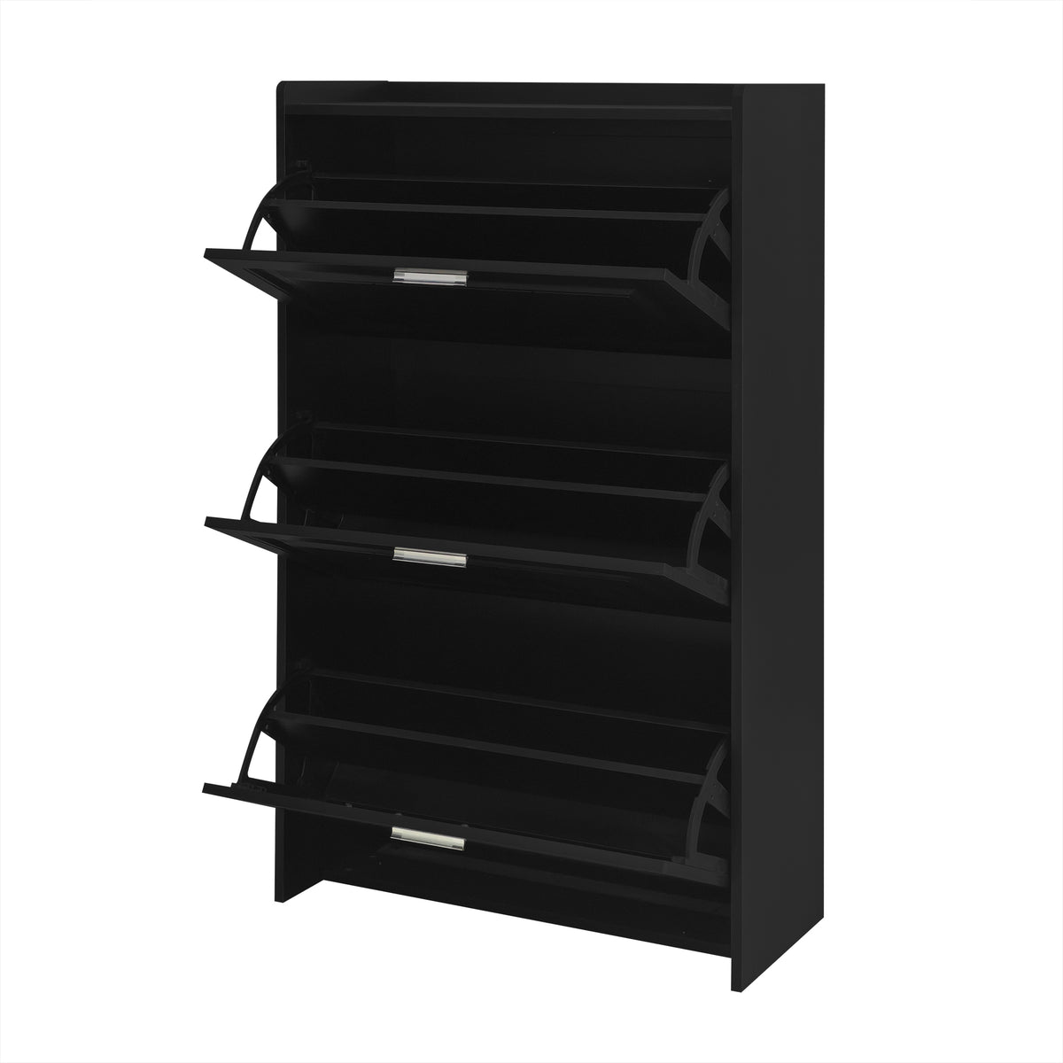 U-Can Black Shoe Storage Cabinet with 3 Flip Drawers