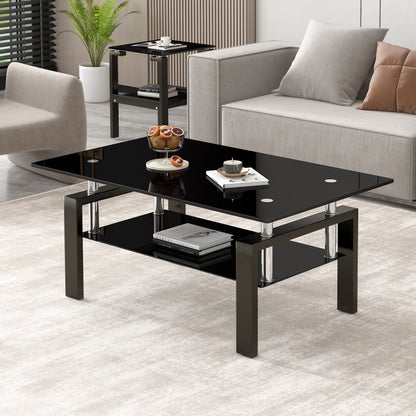 Black Glass Coffee Table – 2 Layer