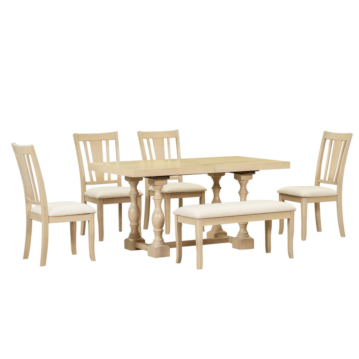 Traditional Extendable Dining Set (6 pcs) – Natural