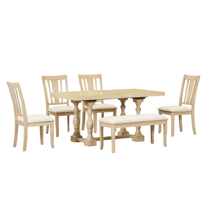Traditional Extendable Dining Set (6 pcs) – Natural