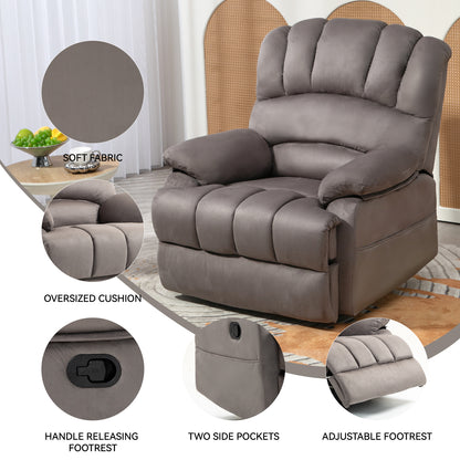 Manual Recliner Chair Fabric Gray