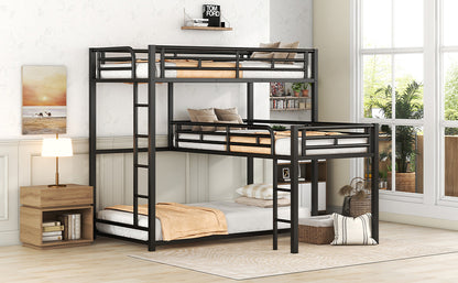 Metal Triple Bunk Bed Black