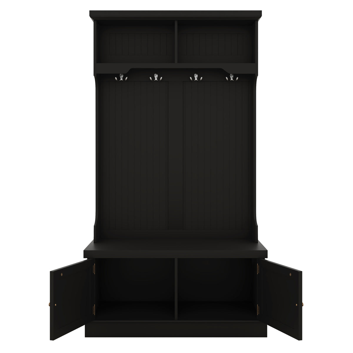 Hall Tree with Drawers and Hooks Black