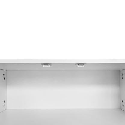 Modern White Shoe Storage Bench with Hidden Upholstered Seat