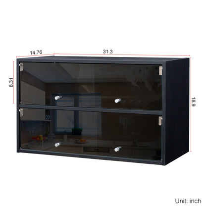 Black Glass Shoe Cabinet with RGB LED Illumination