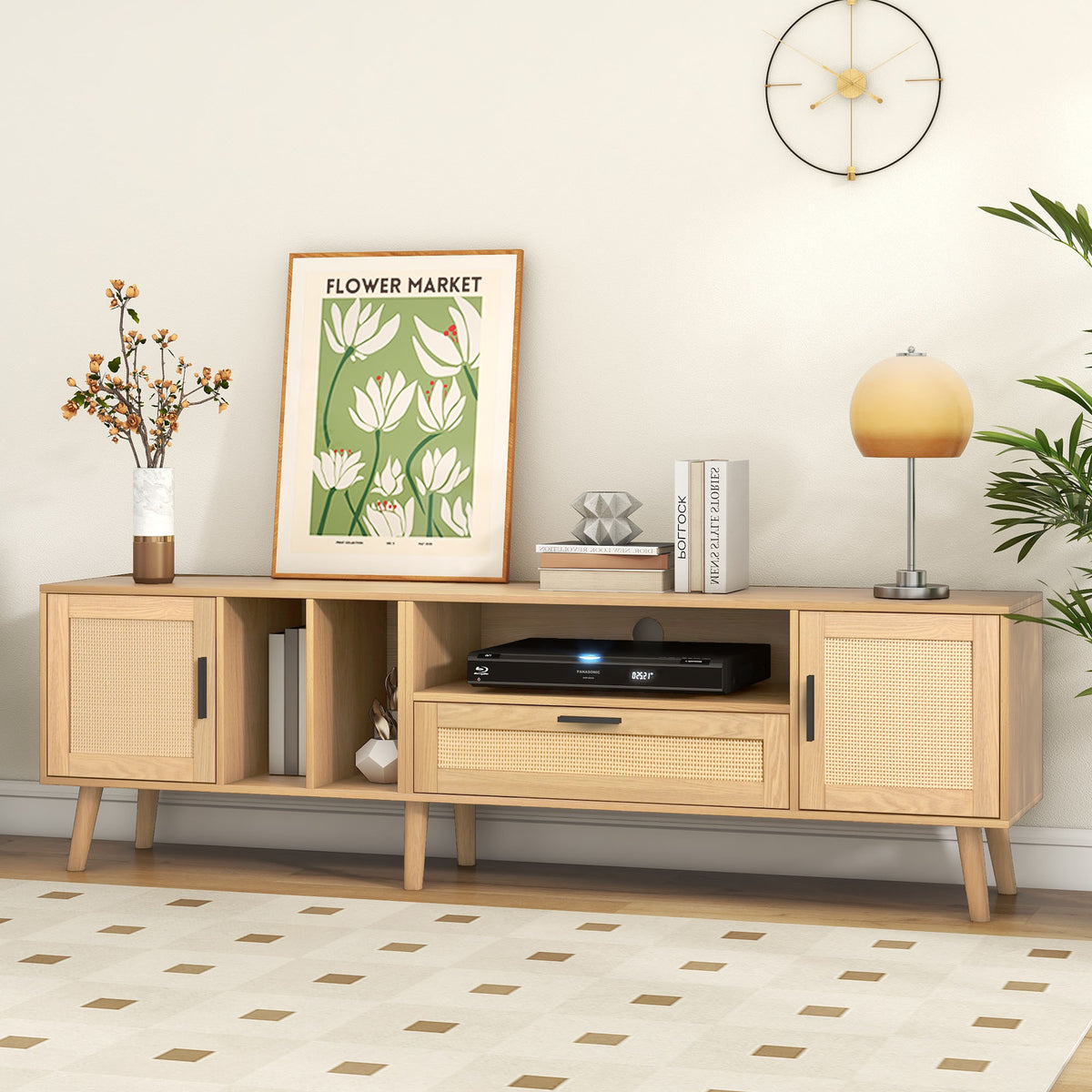 Rattan TV Console – Natural Brown