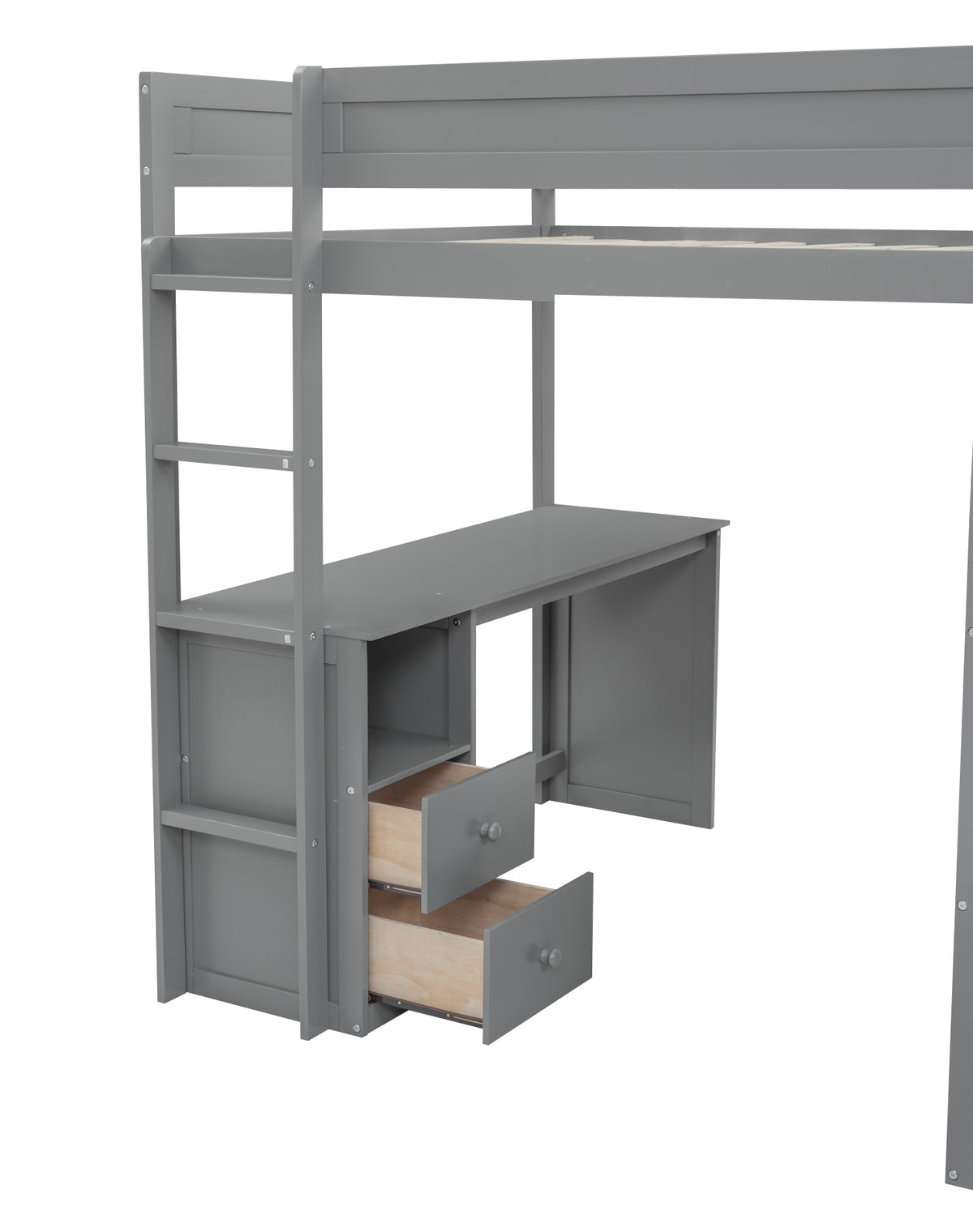 Full Loft Bed with Wardrobe Gray