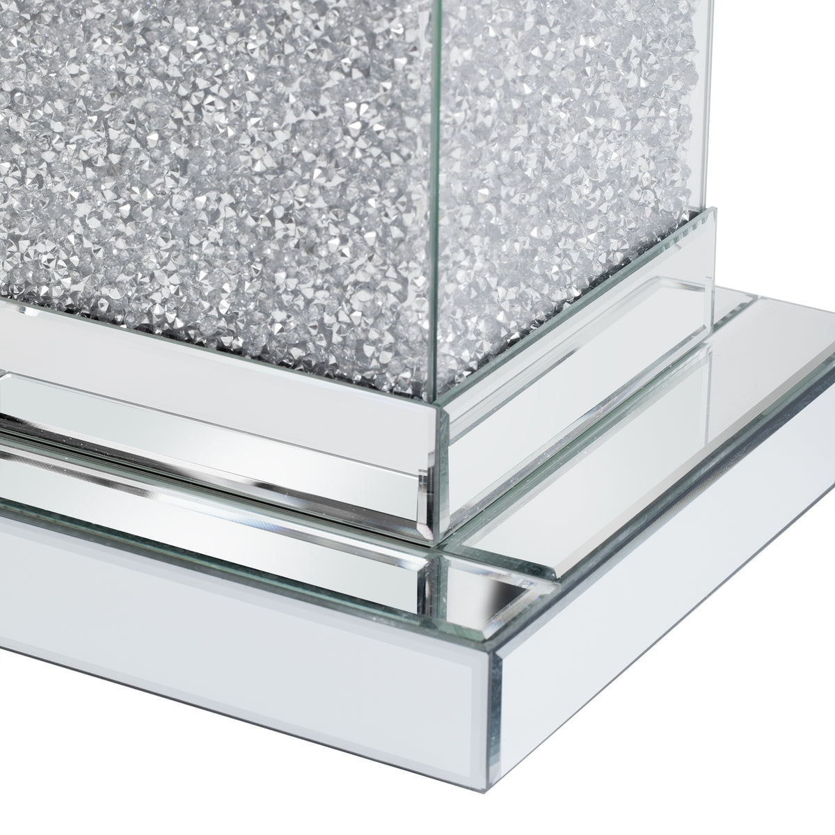 Silver Mirrored Coffee Table – LED Diamond Edge
